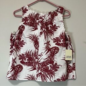 A. N. A. Cropped red cream sleeveless top. Size L (O)